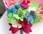 Bright Blooms Hydrangea Wool Felt Headband- Felt Hydrangea with bow and butterfly detail