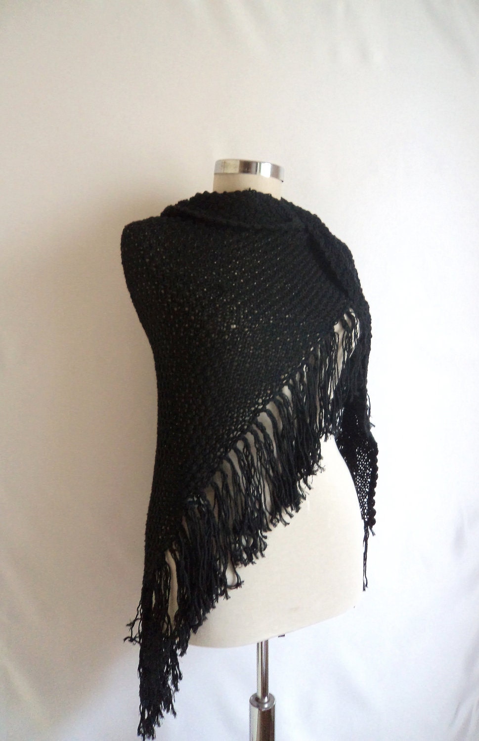 Shawl,Black,Shawl ,Wrap ,(mercerized wool) stole ,capelet ,lacework ,gift for her winter, collar,wrap,stole,collar,cowl,winter,gift
