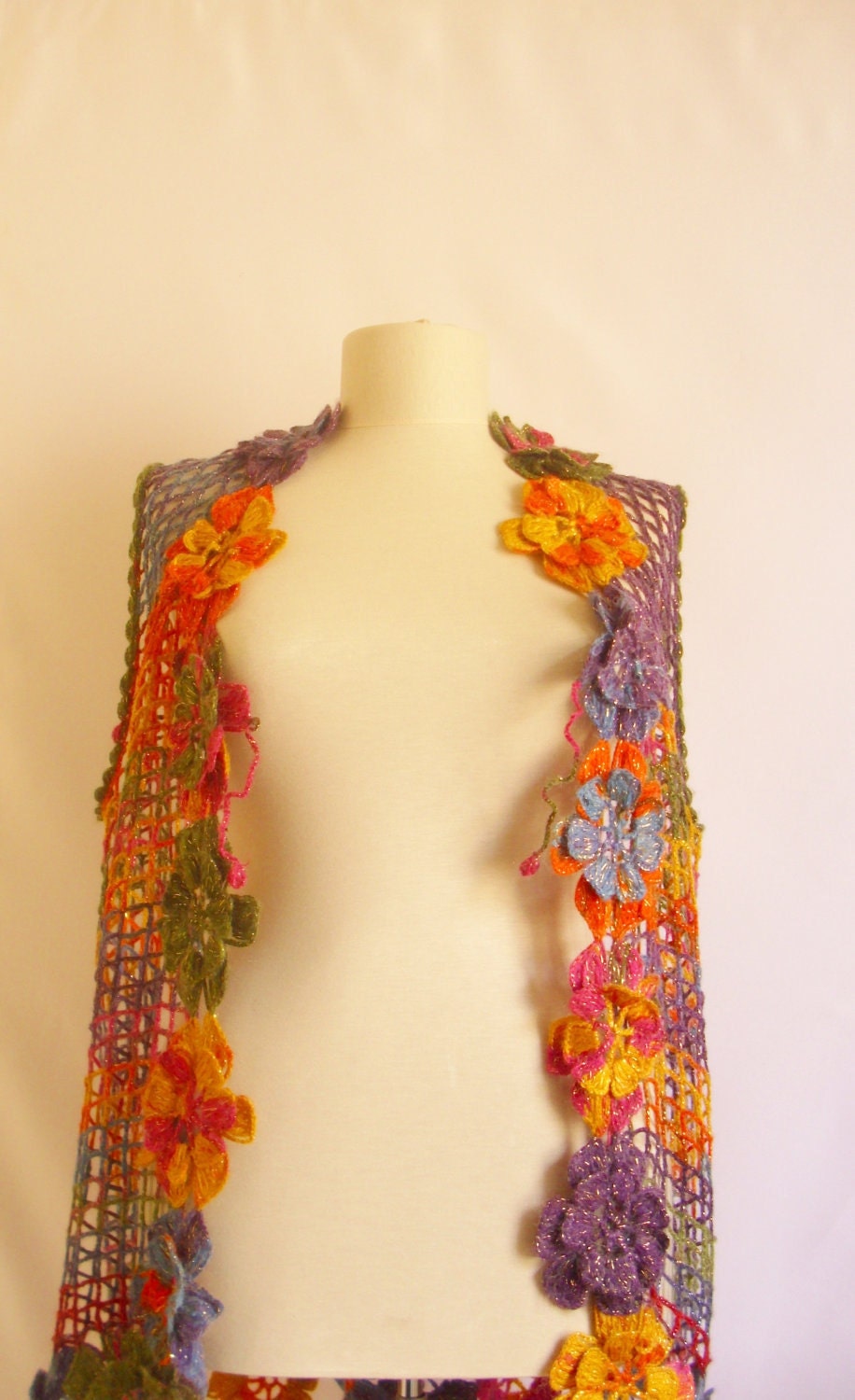 Reserved for (Ana Cantero) only - ( multicolor Shawl woman, handmade   Stole  crochet Bolero trend summer fashion poncho stole wrap warm)