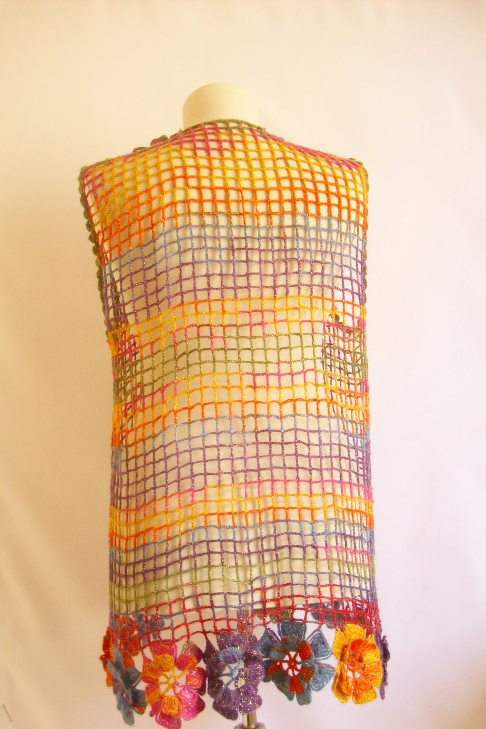 Reserved for (Ana Cantero) only - ( multicolor Shawl woman, handmade   Stole  crochet Bolero trend summer fashion poncho stole wrap warm)