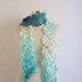 Blue Wool Scarf Shawl Wrap Floral Necklace BLUE GIFT gifts  romance,scarflette,necklace,necktie,handmade,crochet,collar,cowl,stole,white