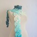 Blue Wool Scarf Shawl Wrap Floral Necklace BLUE GIFT gifts  romance,scarflette,necklace,necktie,handmade,crochet,collar,cowl,stole,white