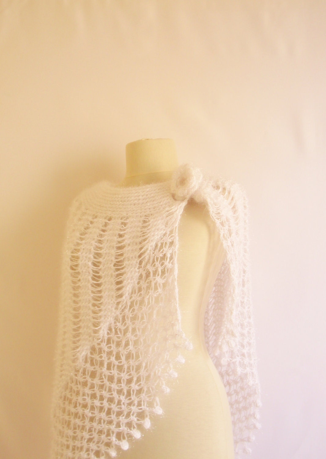 SHAWL SCARVES Wedding Bride Stole handmade shrug bolero shawl gift idea shiny rope bridesmaid scarf necklace wrap warm poncho