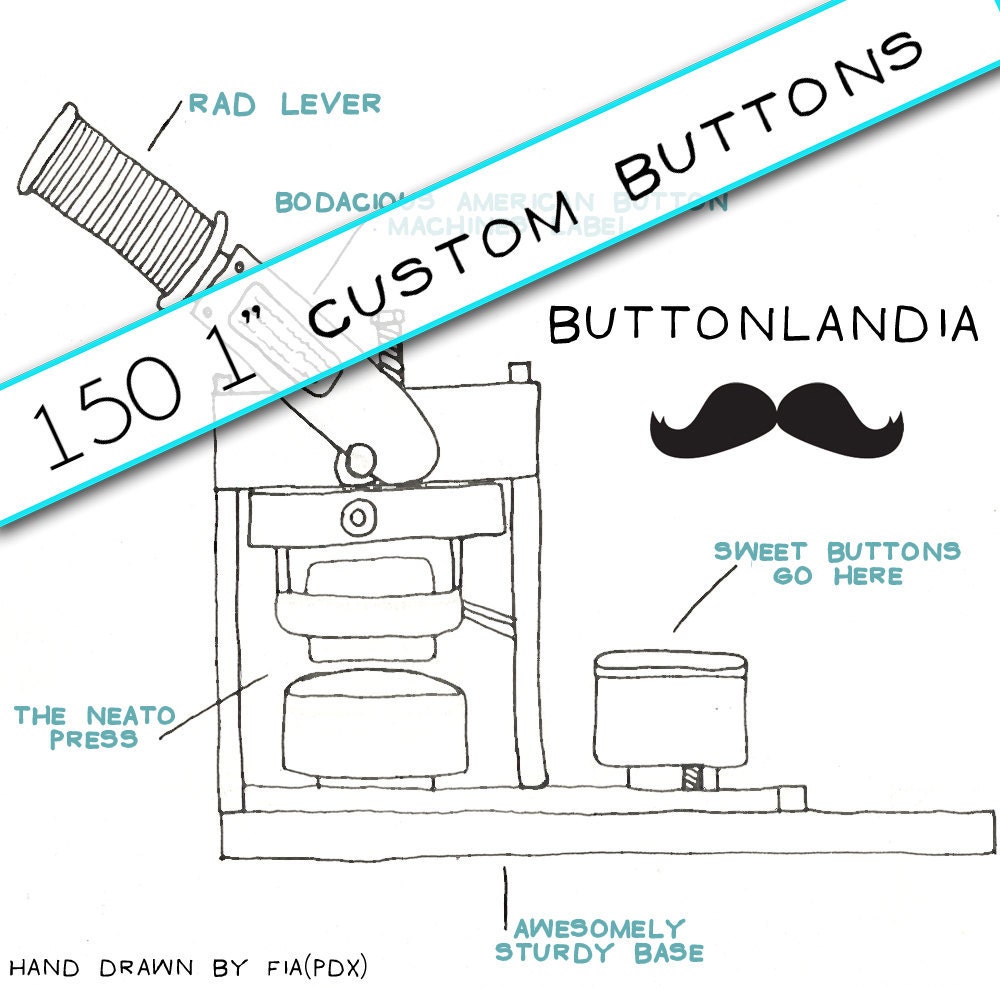 Custom Pinback Buttons - Set of 150 1 Inch (Small) Buttons - Great for Party Favors, Weddings, Promo, Business, Band, Etc.