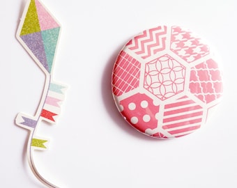 Pink Watermelon & Geometric - Chevron, Houndstooth, Geometric Pocket Mirror - Bridesmaid Gifts, 5 and Under Gift, Valentine's Day