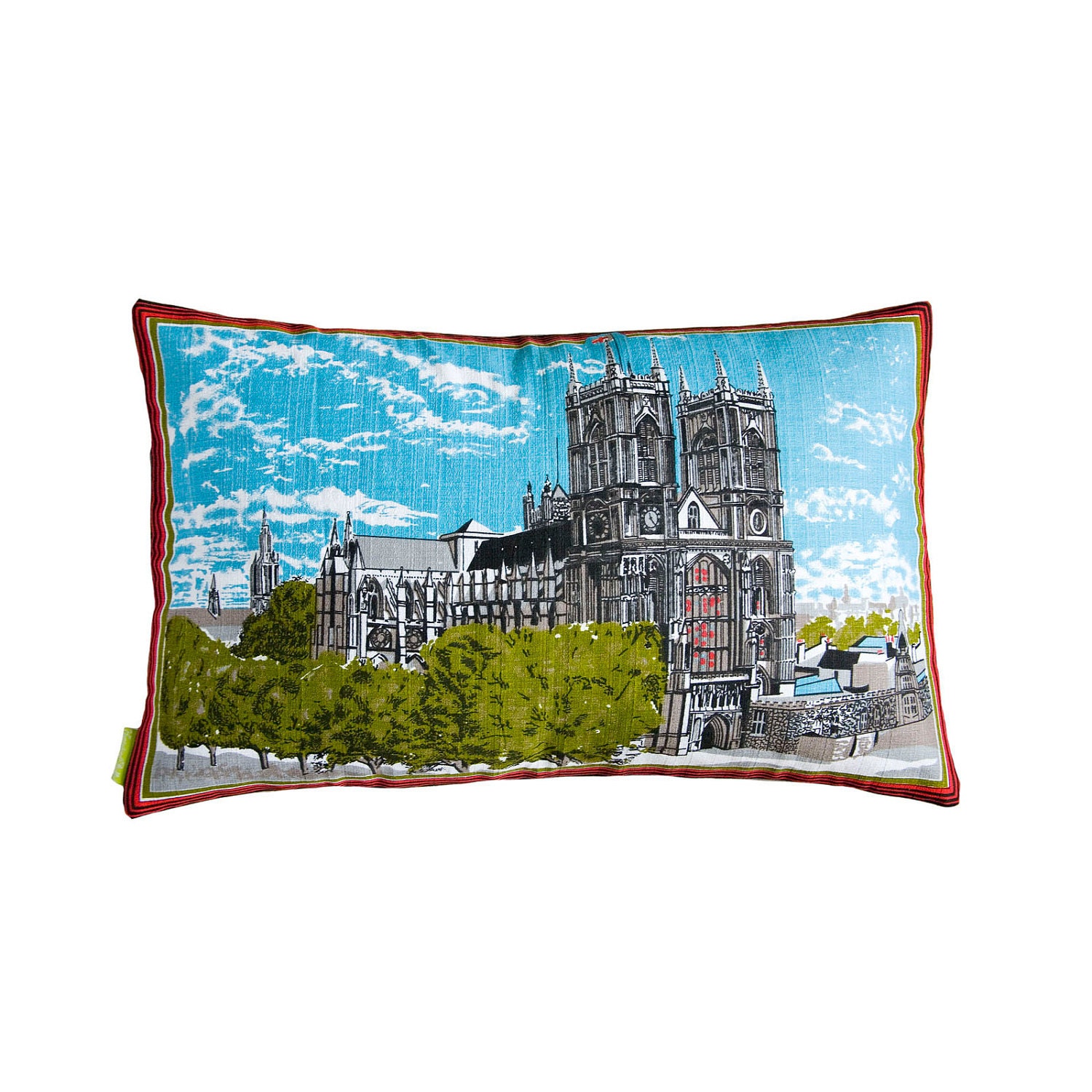 Tea Towel Cushion Westminster Upcycled London Pillow Grey Remade