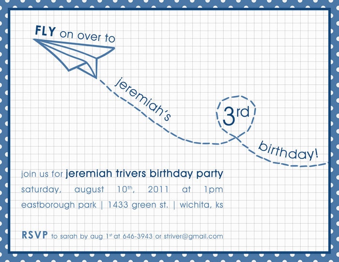 Airplane Birthday Party Invitation - perfect for an aviation birthday and can be custom designed for any color scheme (DEPOSIT)