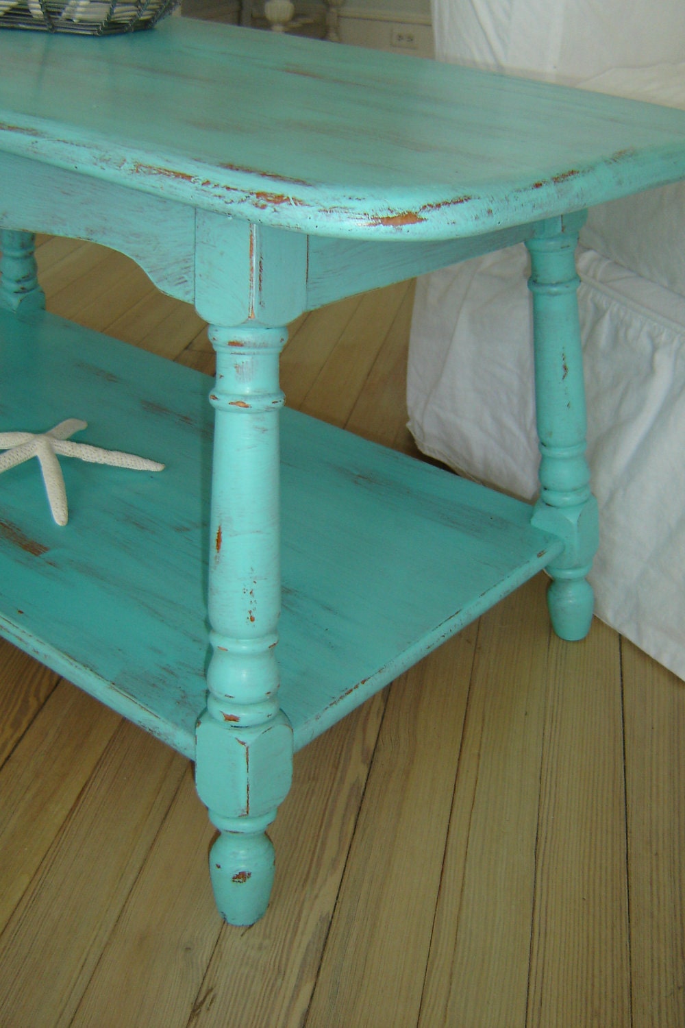 Save for Patty.....Very Beachy Vintage Aqua Coffee Table