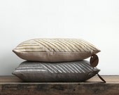 As seen in BETTER HOMES and GARDENS. Karnataka metallic ink hand printed on Natural Ecru organic hemp pillow cover 12x21