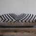 Aya Contour in Indigo hand printed on greige organic hemp pillow cover 12x21