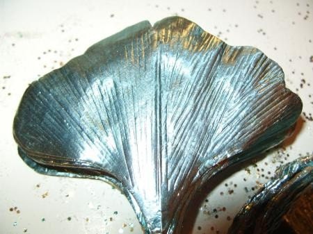 Metallic POWDER BLUE Foil Art Craft Supply Ginkgo Leaves for Wreath Corsage Millinery Paper Flower LG.
