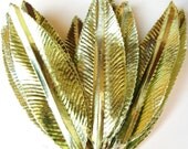 Vintage Christmas Millinery Flower Celadon Green Foil Craft Wreath Pick Leaves B