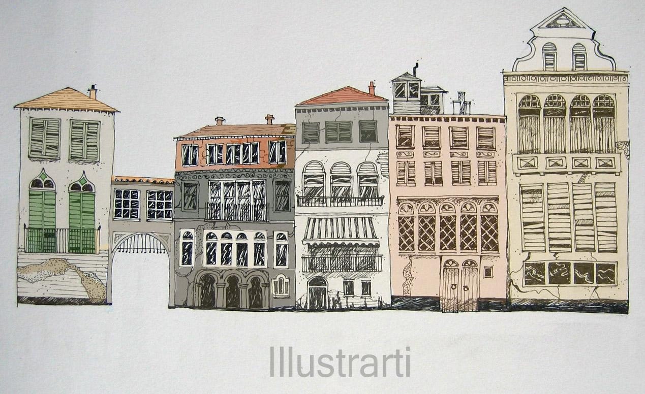 Print Houses in Venice from my original drawing
