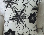 Cushion Cover Neutral and Black Flowers16 x 16 inches