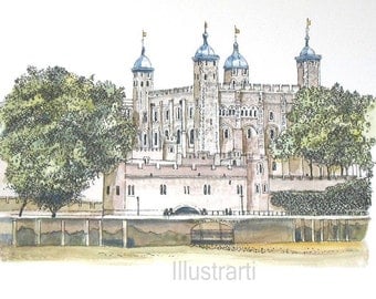 Aceo Tower of London From an Original Watercolour