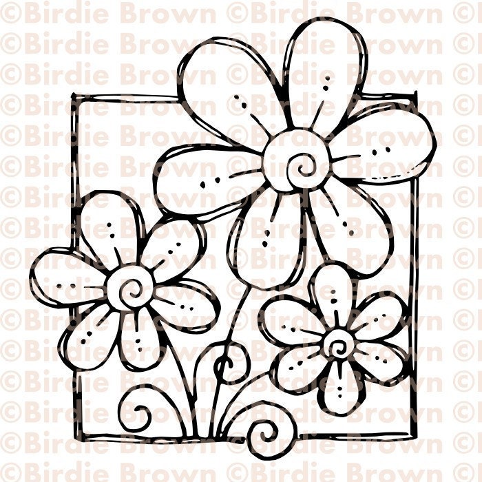 Digital stamp -- Doodled Flower
