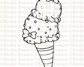Digital stamp -- Ice cream 02,  Summer, Ribbon, Chocolate