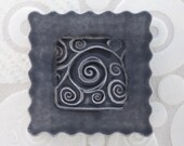 Square Ceramic Swirl Coasters - Black