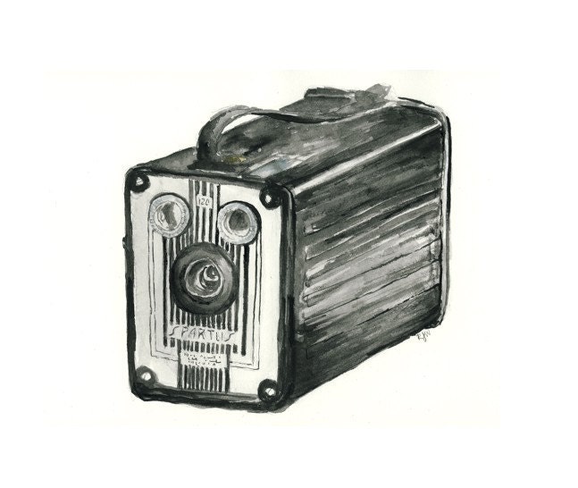 vintage camera watercolor giclee art print // SPARTUS // 8.5x11 // wall art // home decor
