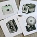 camera print set - four 5x5 giclee art prints -- vintage camera watercolor prints (with savoy) // wall art
