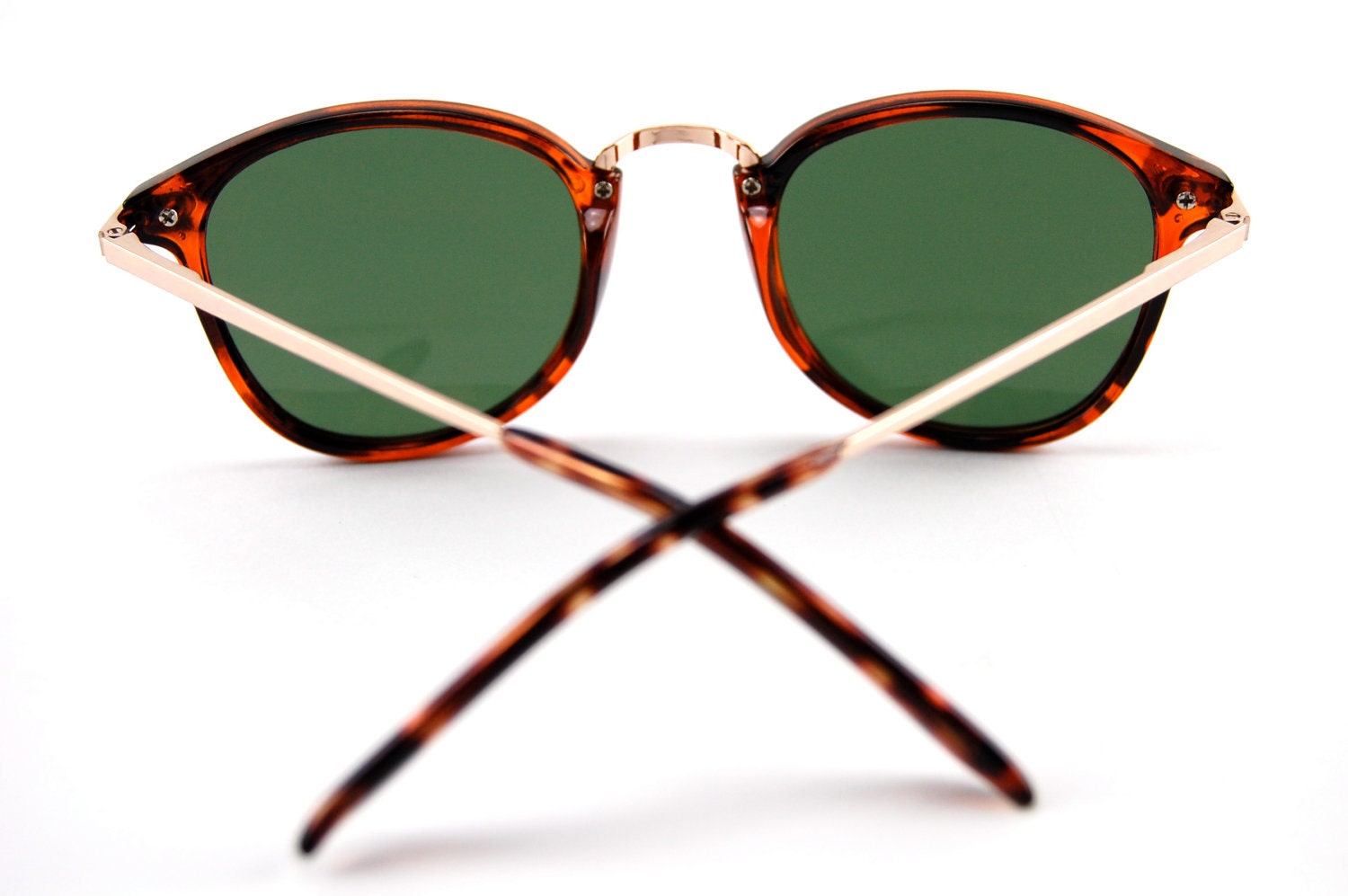 Vintage Tortoise Round Clubmaster Sunglasses