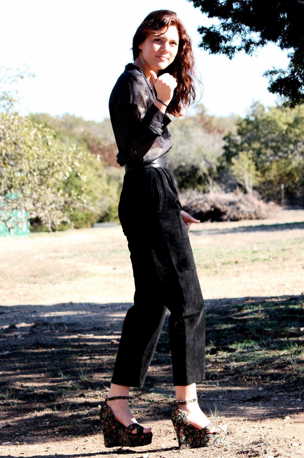 Highwaist Leather Suede Trousers