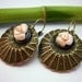 Rose Brass Earrings in White or Black, Vintage Inspired Handmade - Wedding favors, bridesmaid gifts
