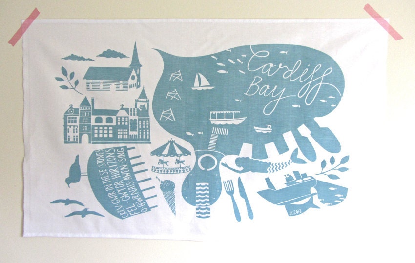 Cardiff Bay tea towel