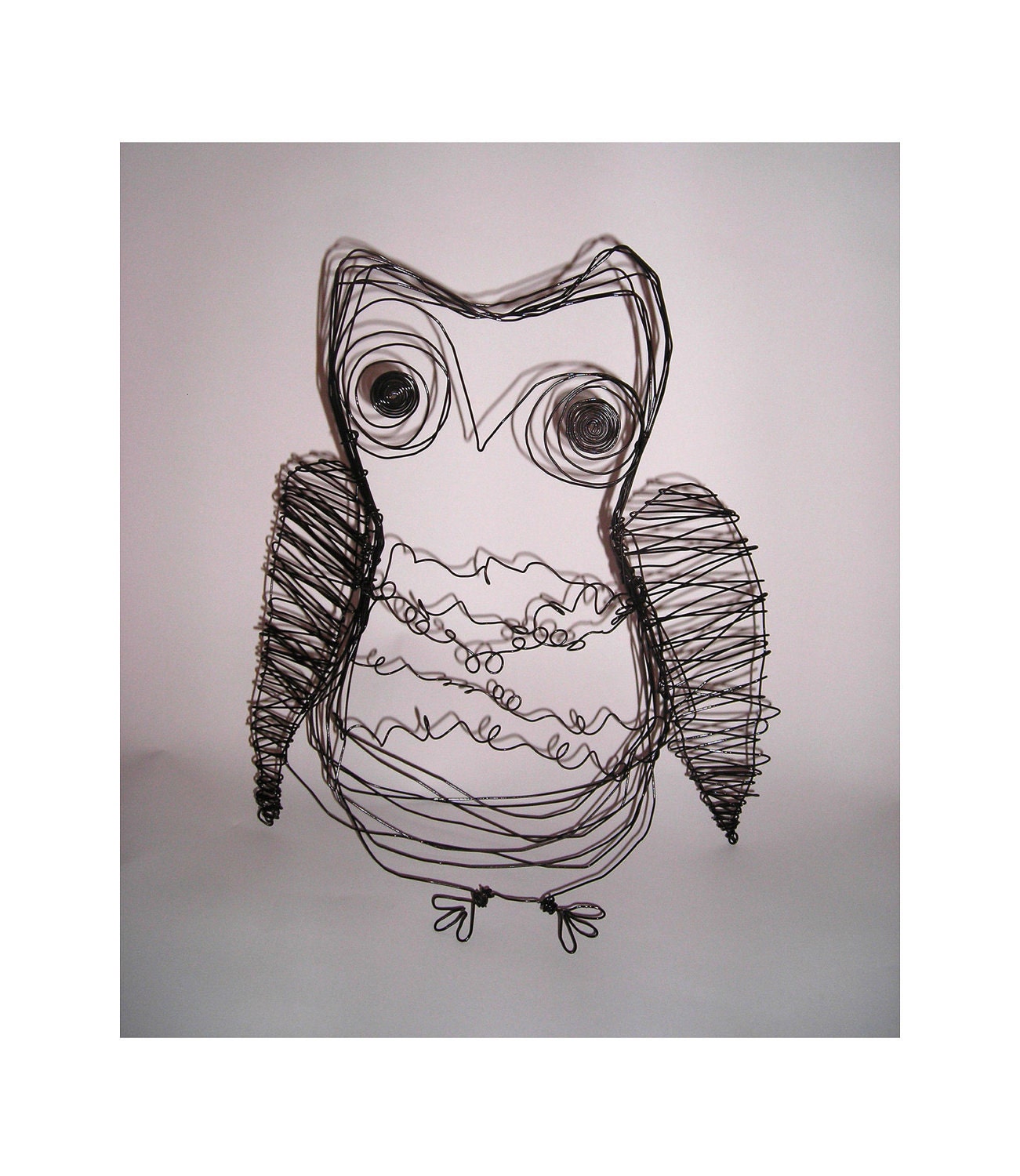 Owl black wire  sculpture