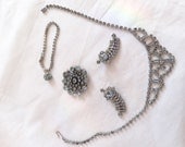 vintage costume jewelry necklace, earrings, brooch and  and bracelet