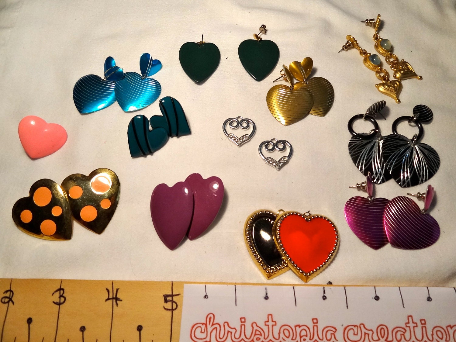 sets of heart earrings vintage lot