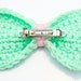 Crochet Hair Bow Clip - Purple and White Stripes