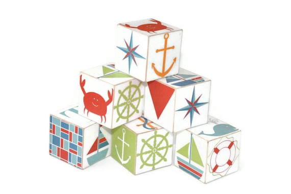 Nautical Wooden Blocks in Sherbet