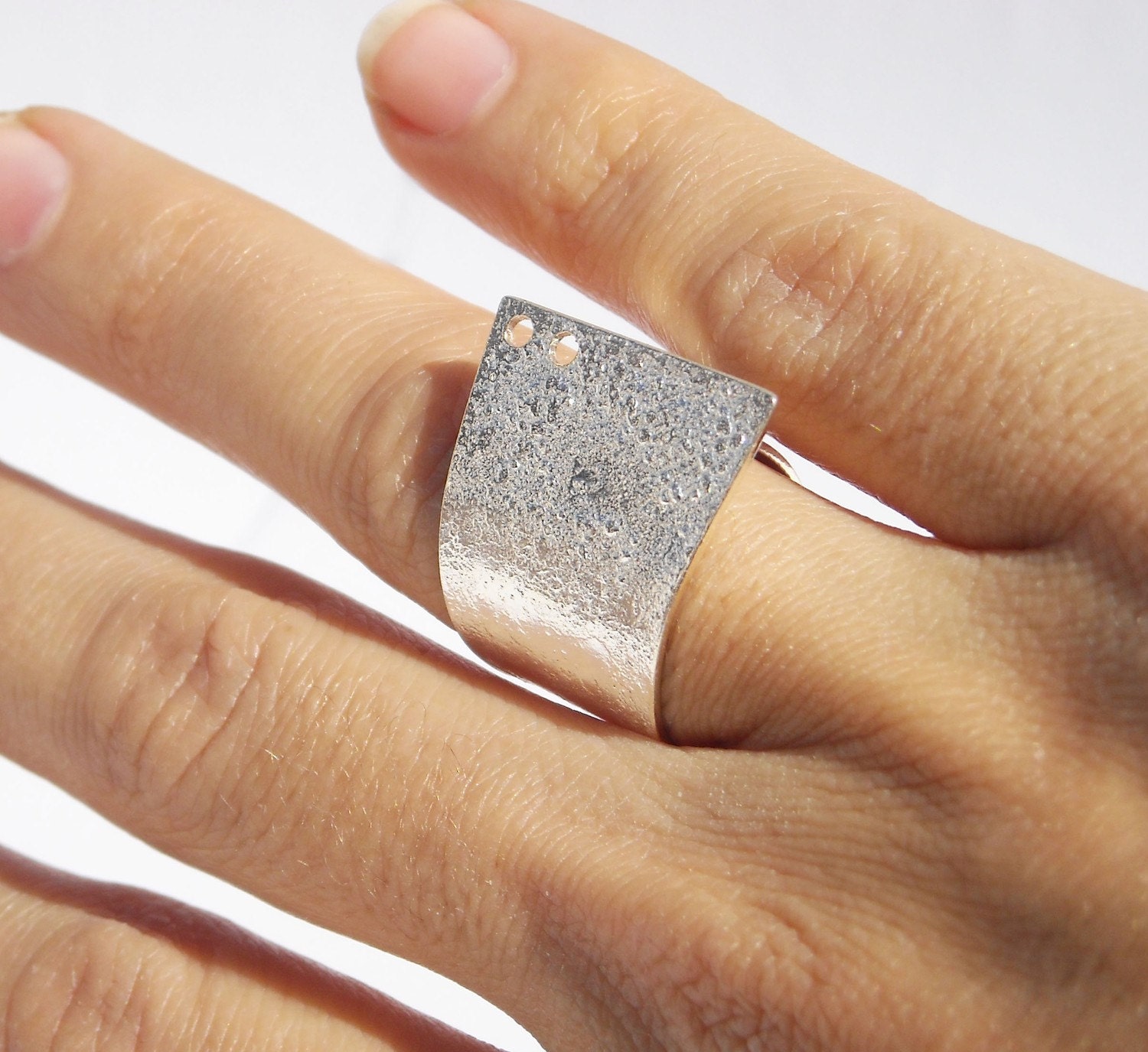 TEXTURED Ring Adjustable Sterling Silver Minimalist Contemporary jewelry Wide and Elegant Ready to ship