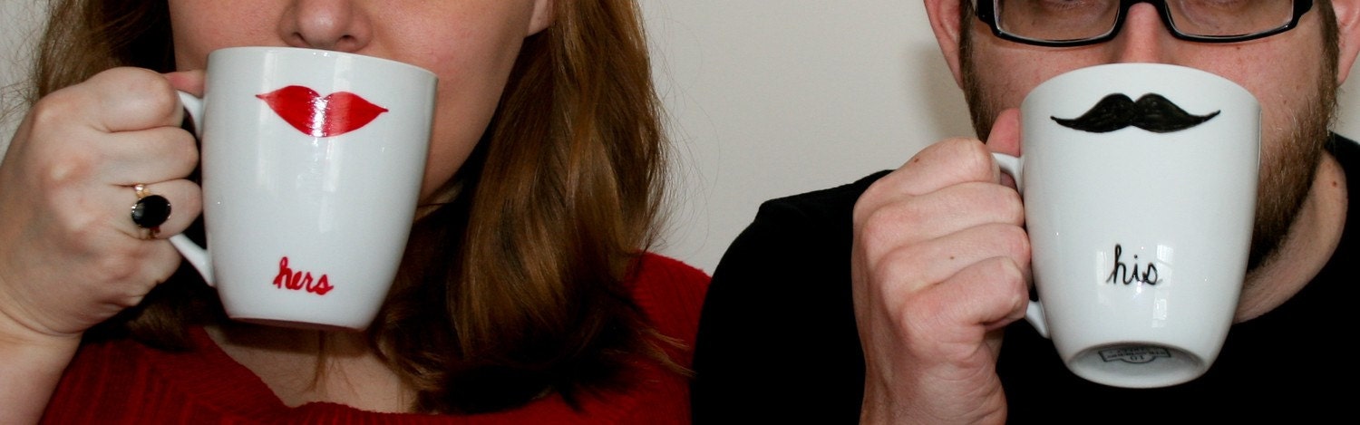 Mr. and Mrs. Mustache/Lips  Mugs