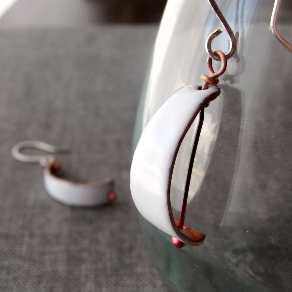 Enamel Earrings -- Graceful Sails