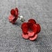Red Flowers -- glass enamel earrings