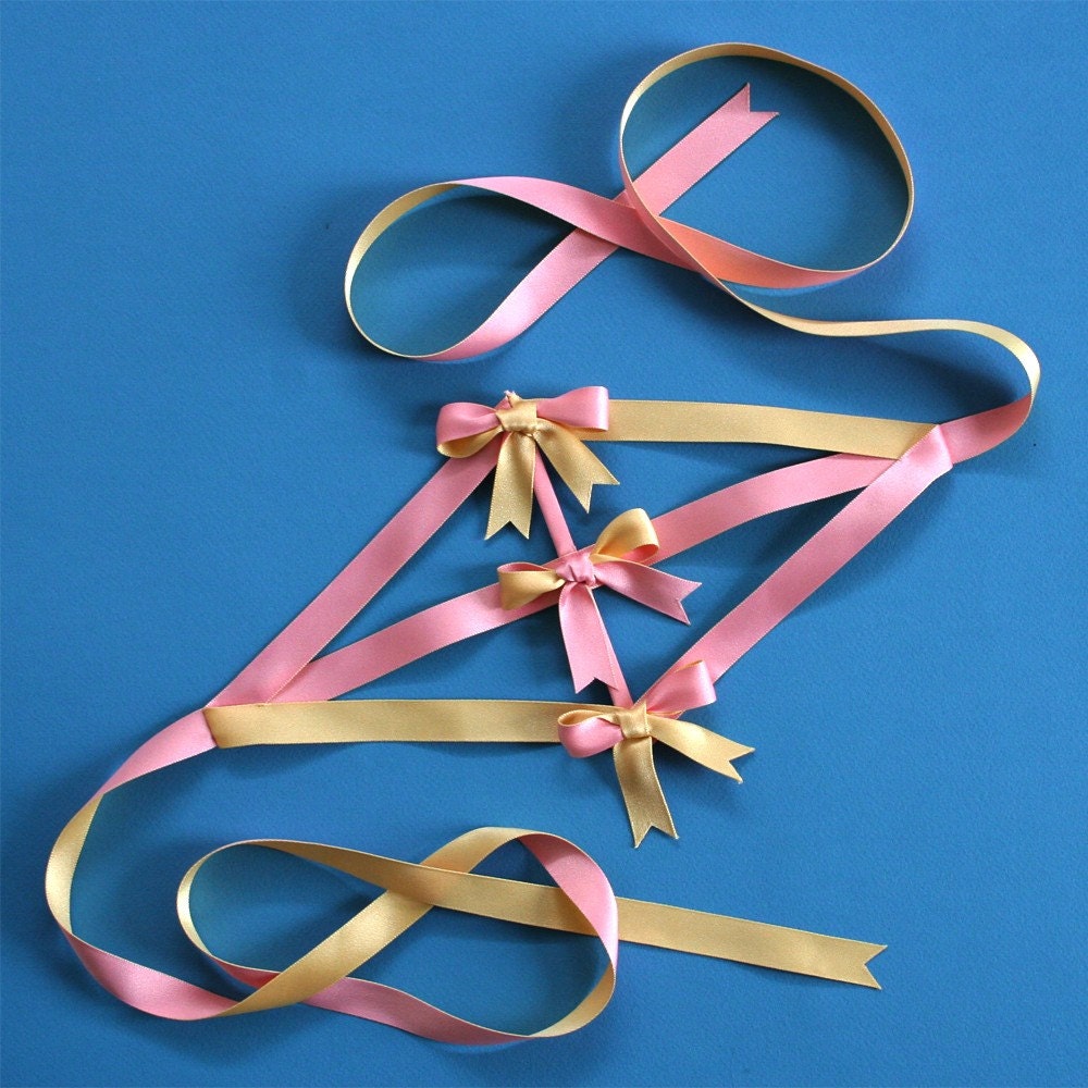 Belt Corset Cincher / Pink Yellow Acetate - Easter Bow Belt