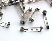 30 SILVER TONE Metal Pin Backs, 27mm long