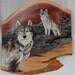 Reserved for Lori-Watching -original acrylic  painting of wolfs  on cedar