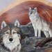 Reserved for Lori-Watching -original acrylic  painting of wolfs  on cedar