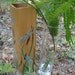 Western Cedar vase with glass insert-dragonflies and cattails painted motif