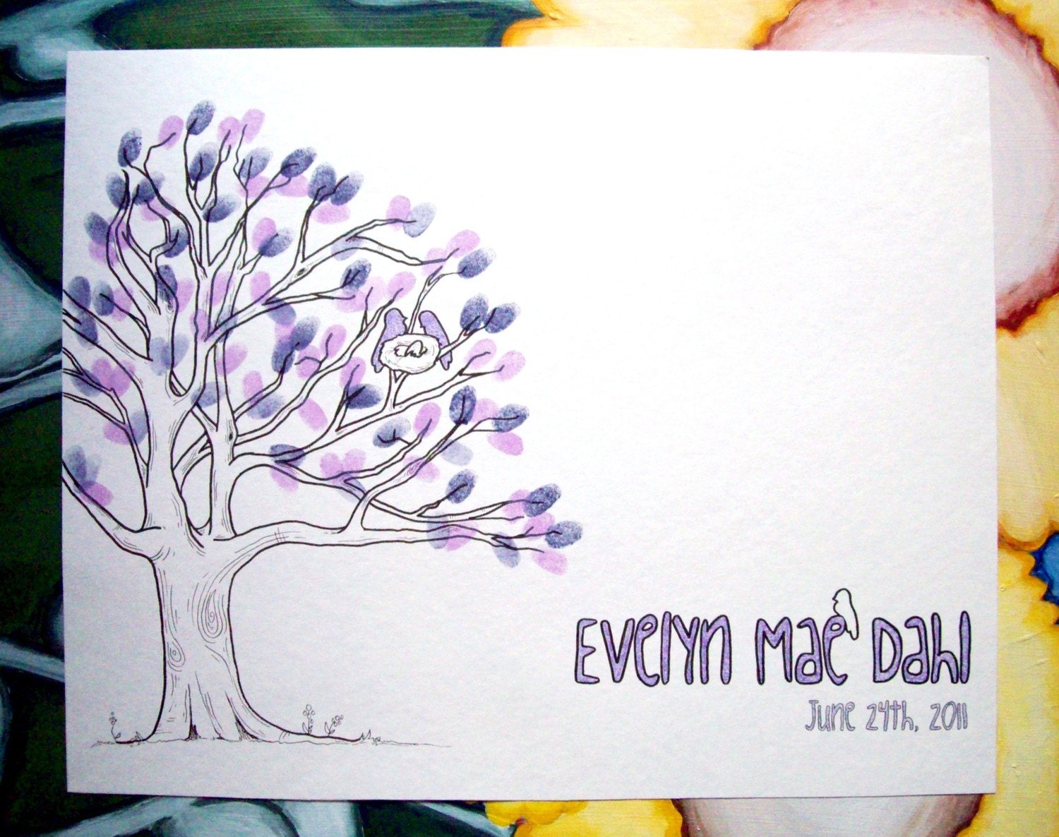 Fingerprint Wedding Tree Style Guest Book Alternative - Small (up to 75 guests) 22 x 17