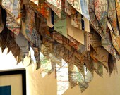 8" Asymmetrical map paper hanging Fuzzy Lamp / Lantern
