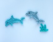 Instant Download - PDF Crochet Pattern - Dolphin Applique - Text instructions and SYMBOL CHART instructions