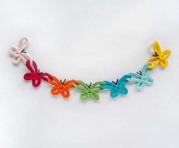 Instant Download - PDF Crochet Pattern PHOTOTUTORIAL - Garland of Colorful Butterflies (Quick and Easy) -  Permission to Sell Finished Items