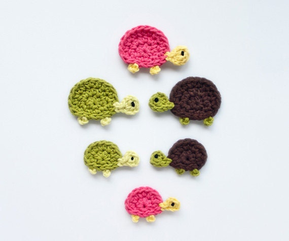 Instant Download - PDF Crochet Pattern - Mom and Baby Turtle Applique - Text instructions and SYMBOL CHART instructions