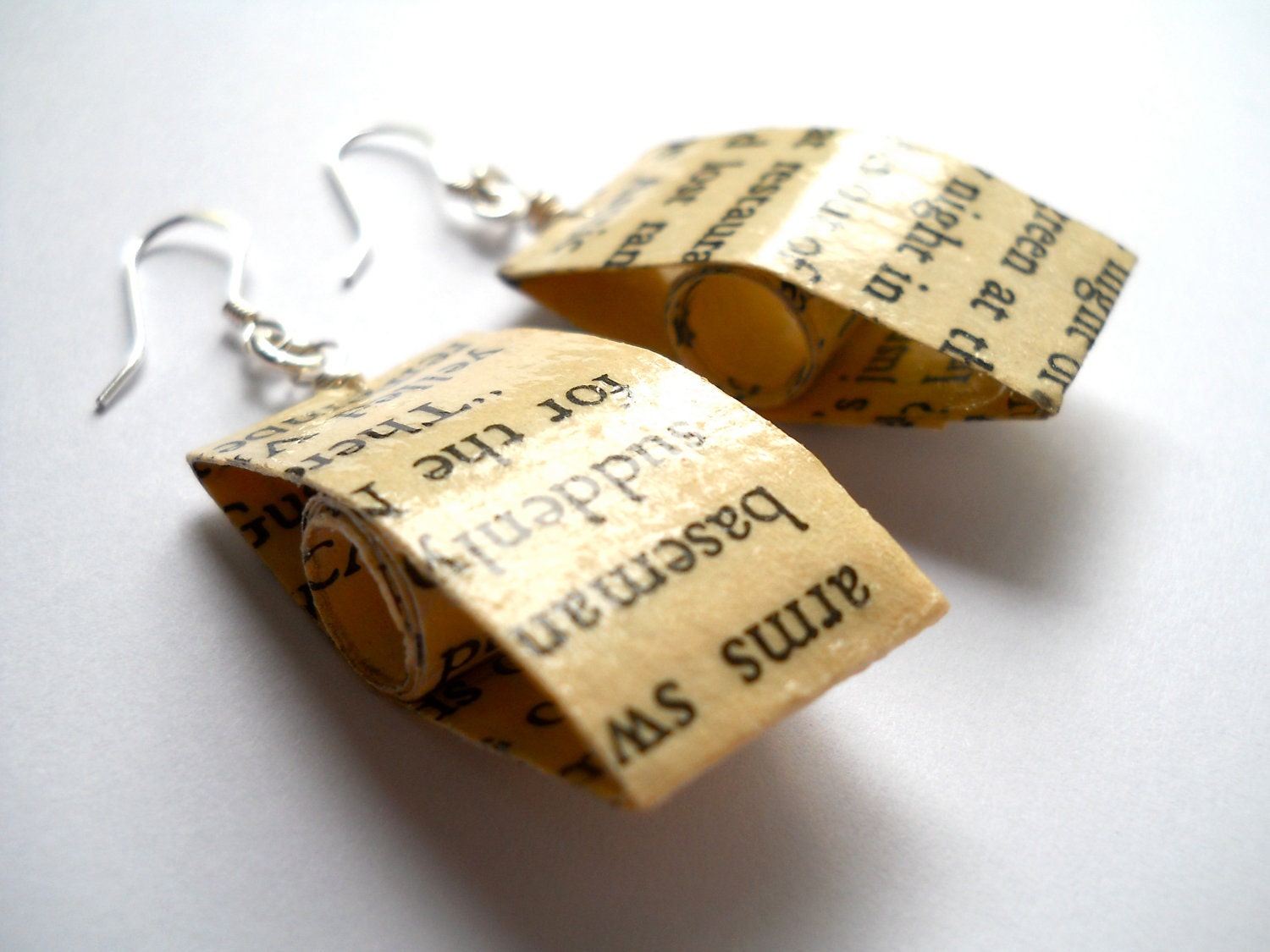 Bookworm Earrings, jewelry made from old books