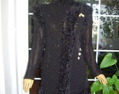 EXCLUSIVE handmade crochet black longsleeved  coat jacket,cardigan,sweater OOAK''Black swan''by Golden Yarn