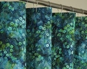 Teal, Green & Blue Batik Shower Curtain - 72 x 78 LONG - PondLilly